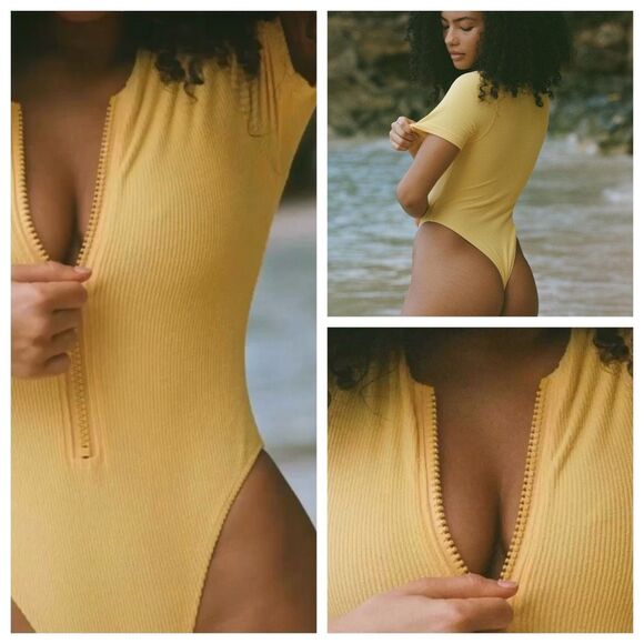 Free People x Toast Swim Sunset Signature Surf Suit Ribbed Swimsuit XS